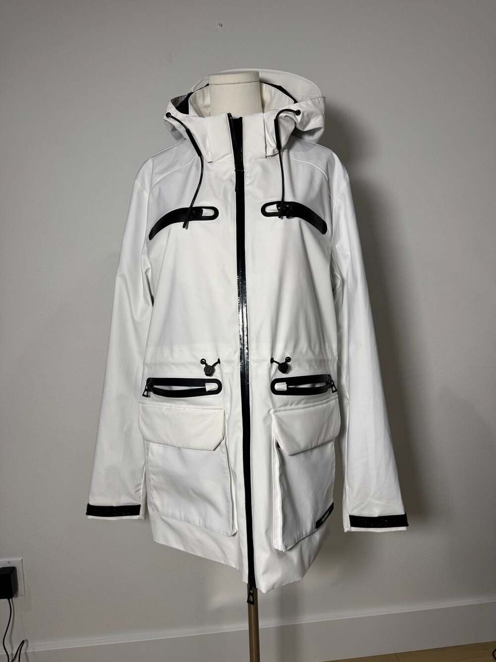 Rudsak Women's Waterproof Technical Hooded Rain Jacket with Logo Tape Detailing